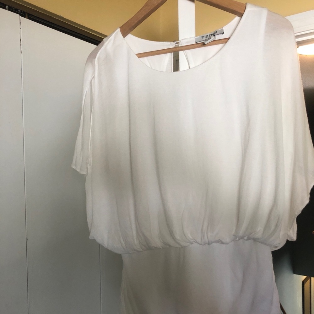 WHBM drapey white blouse S